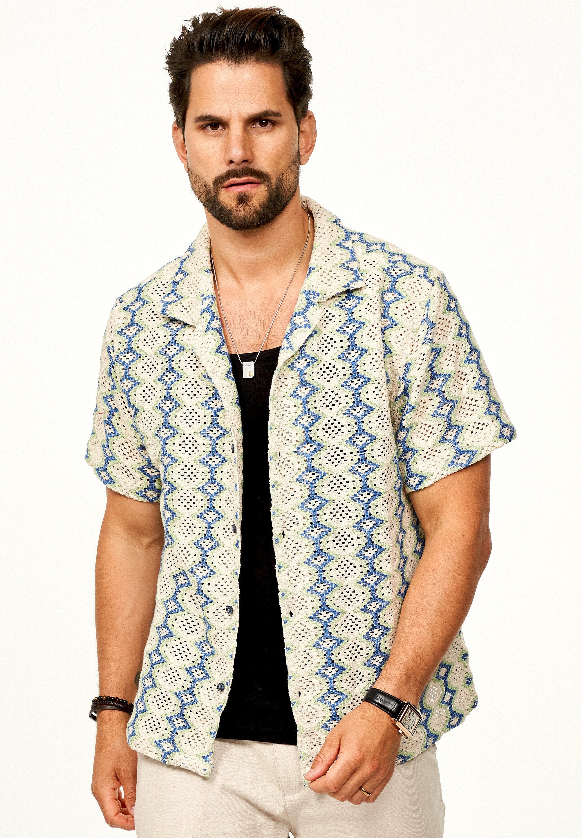SOULSTAR Kurzarmhemd Gemustert - Freizeithemd als Kurzam Strick Festival He günstig online kaufen