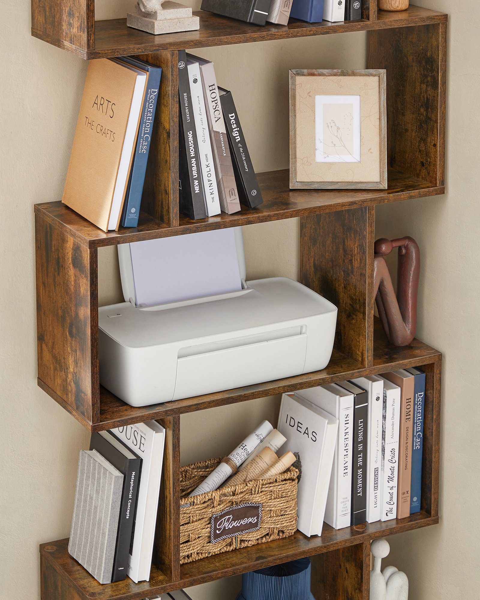 VASAGLE Bücherregal 2er Set Standregal mit 6 Ebenen, 2-tlg., Standregal, Büroregal, 6 Fächer, Holzwerkstoff, 70x190,5x24cm (BxHxT) – Bild 4 von 5