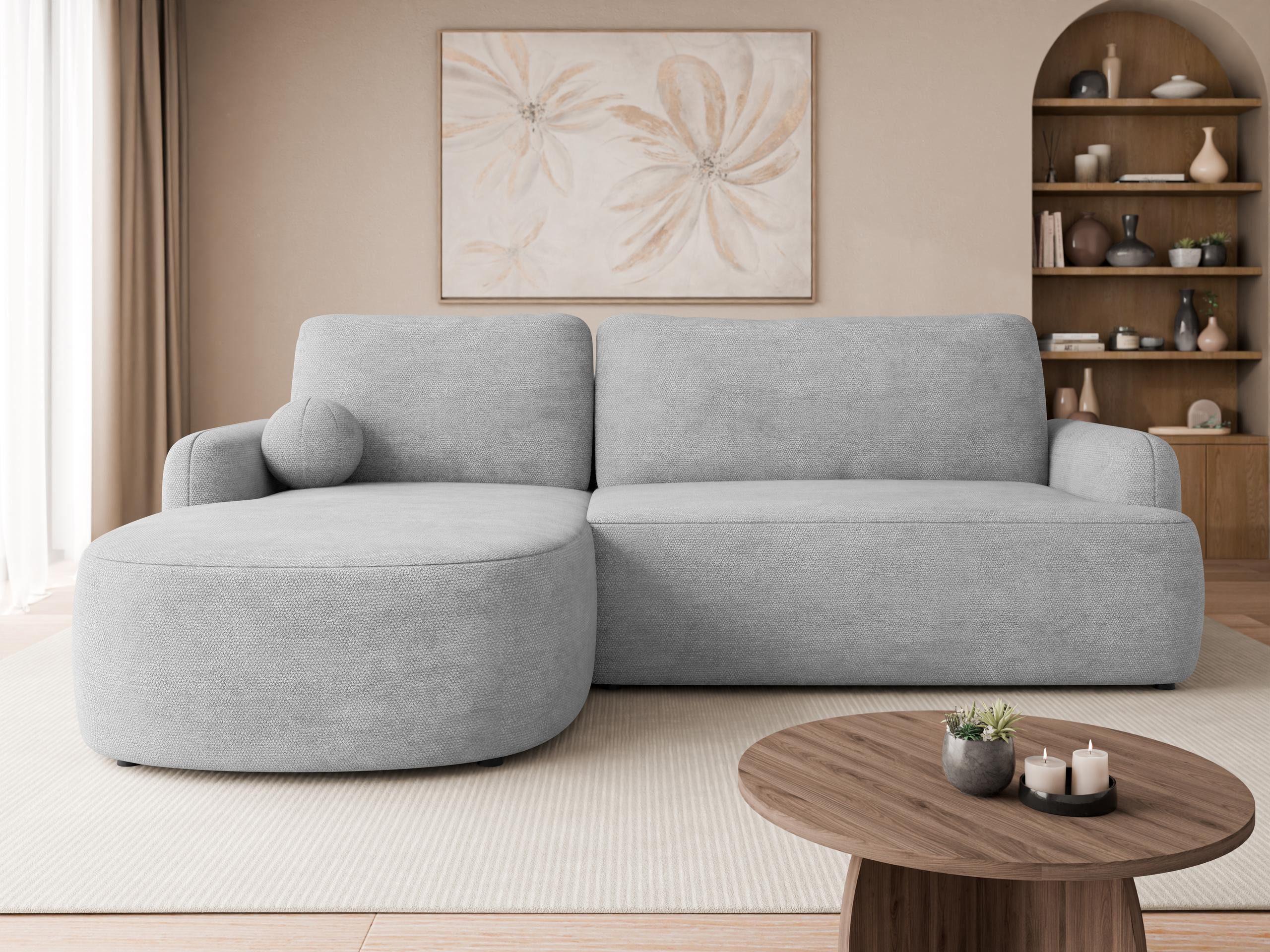 MIRJAN24 Ecksofa Loridu, mit Schlaffunktion und Bettkasten, Kissen-Set, 250x174x90 cm