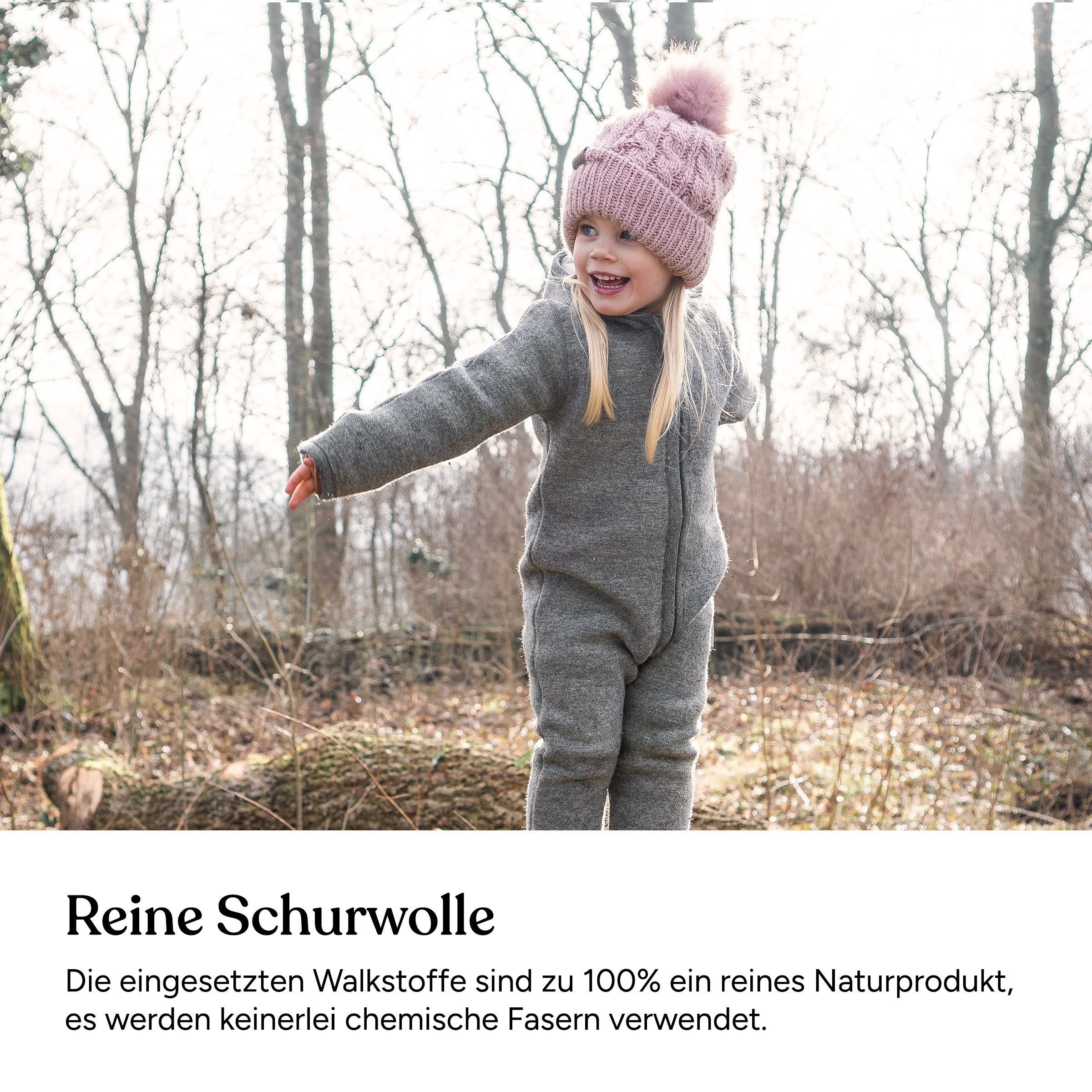 Ehrenkind Overall Walkoverall Baby aus Merino Schurwolle mit Reißverschluss (Beige, Gr. 50-56) Wollwalk Overall Baby 50/56