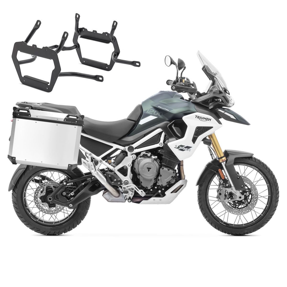 Bagtecs Kofferset Set Alukoffer+ Kofferträger passend für Triumph Tiger 1200 GT / Pro