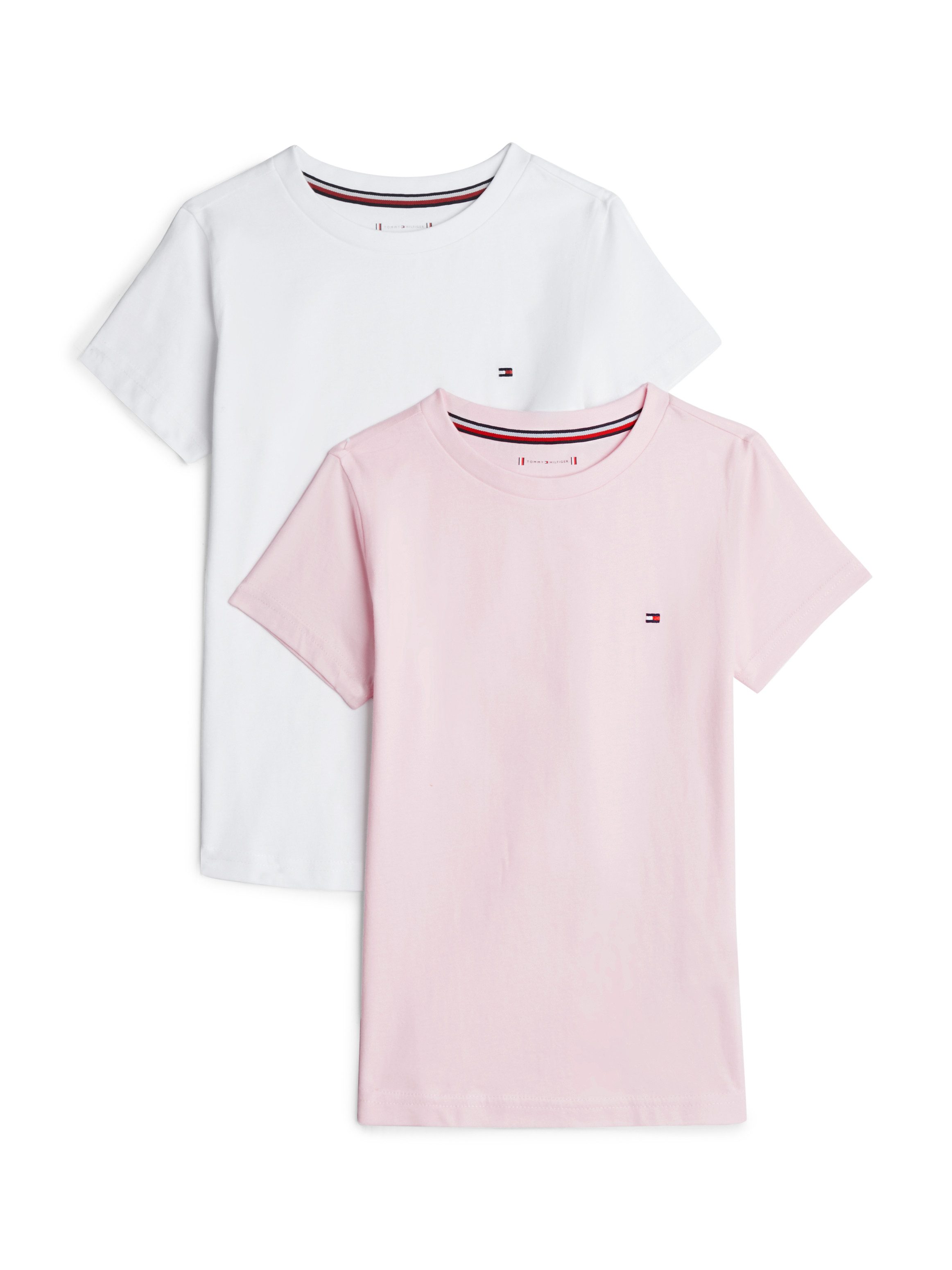 Tommy Hilfiger Underwear T-Shirt 2P CN TEE mit Stickerei und Rundhals im 2er-Pack (Packung, 2-tlg., 2er-Pack) unifarben, casual, regular fit, Baumwolle, Rundhals