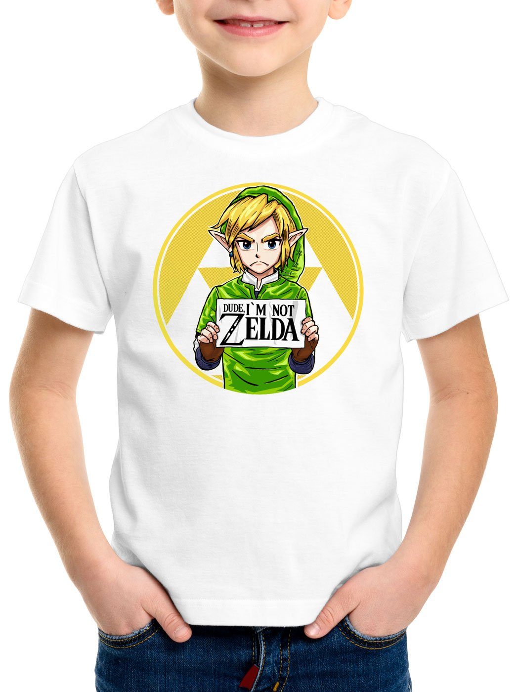 style3 Print-Shirt Kinder T-Shirt I am not Zelda T-Shirt für link prinzessin switch weiß