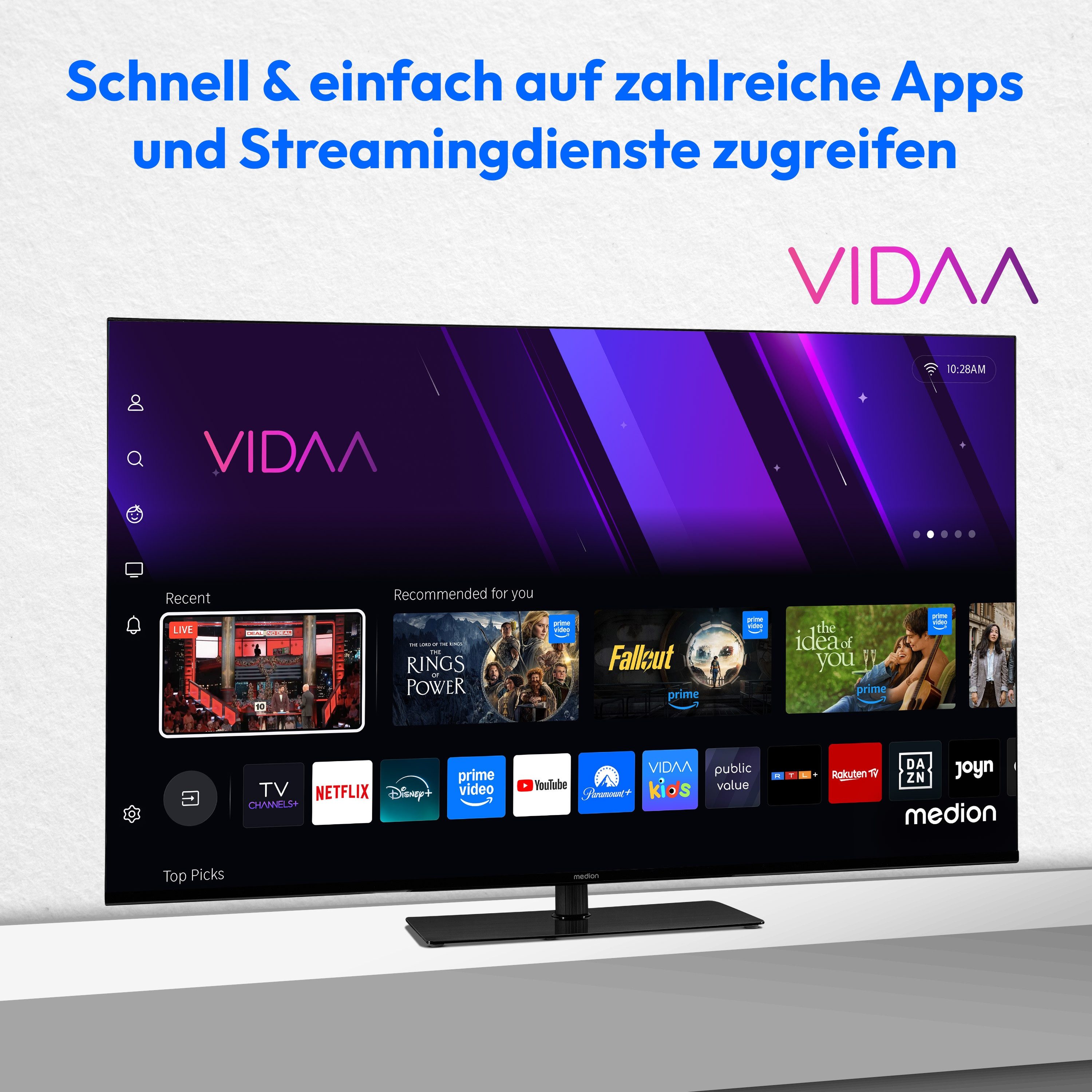 Medion® MD843300 LCD-LED Fernseher (108 cm/43 Zoll, 4K Ultra HD, VIDAA TV, Smart TV, Dolby Vision, Dolby Atmos, Netflix, HBO Max, Prime Video, Disney+, WOW)
