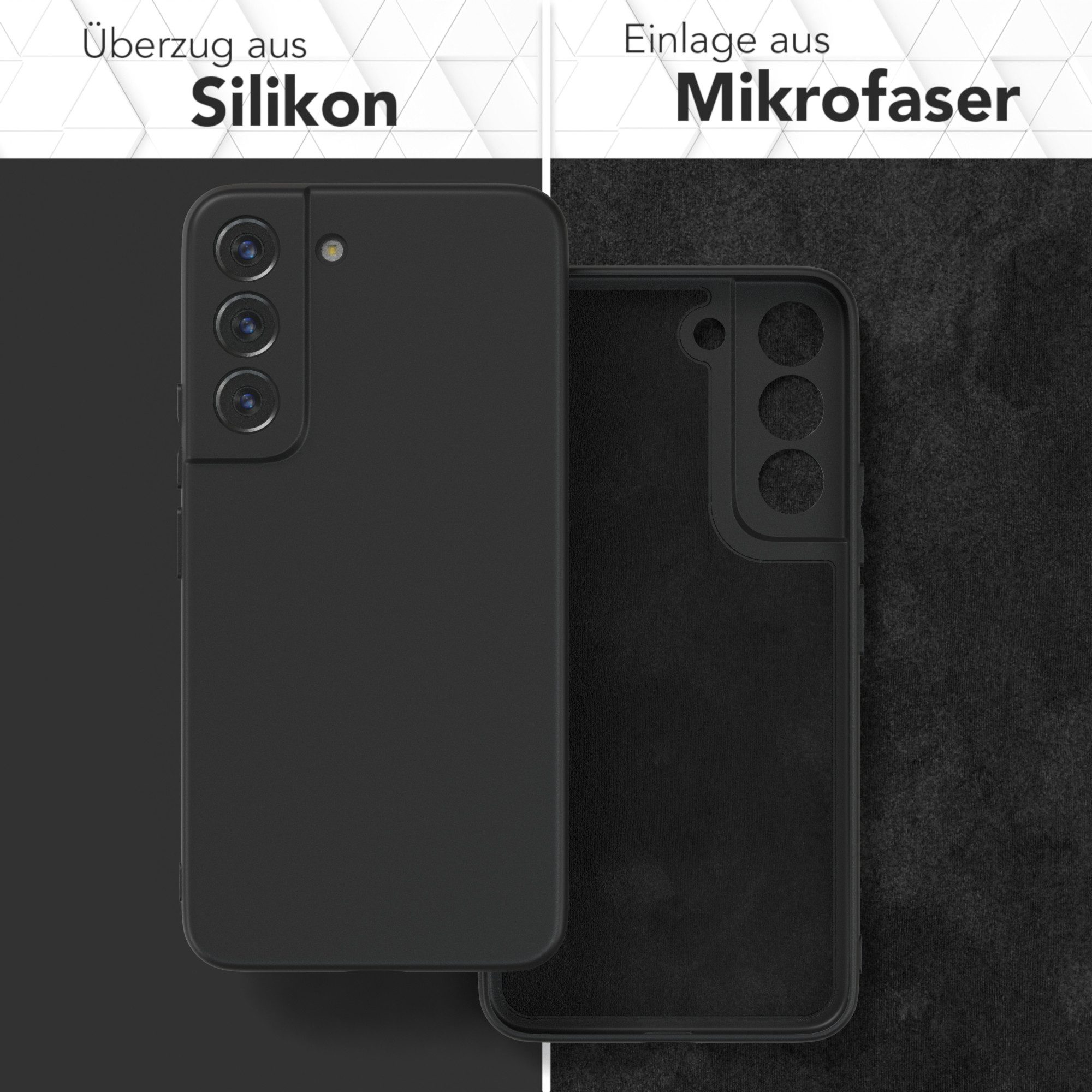 EAZY CASE Handyhülle für Samsung Galaxy S22 5G Hülle Silikon 6,1 Zoll, Silikon Schutzhülle mit Kameraschutz kratzfest Back Cover Etui Schwarz