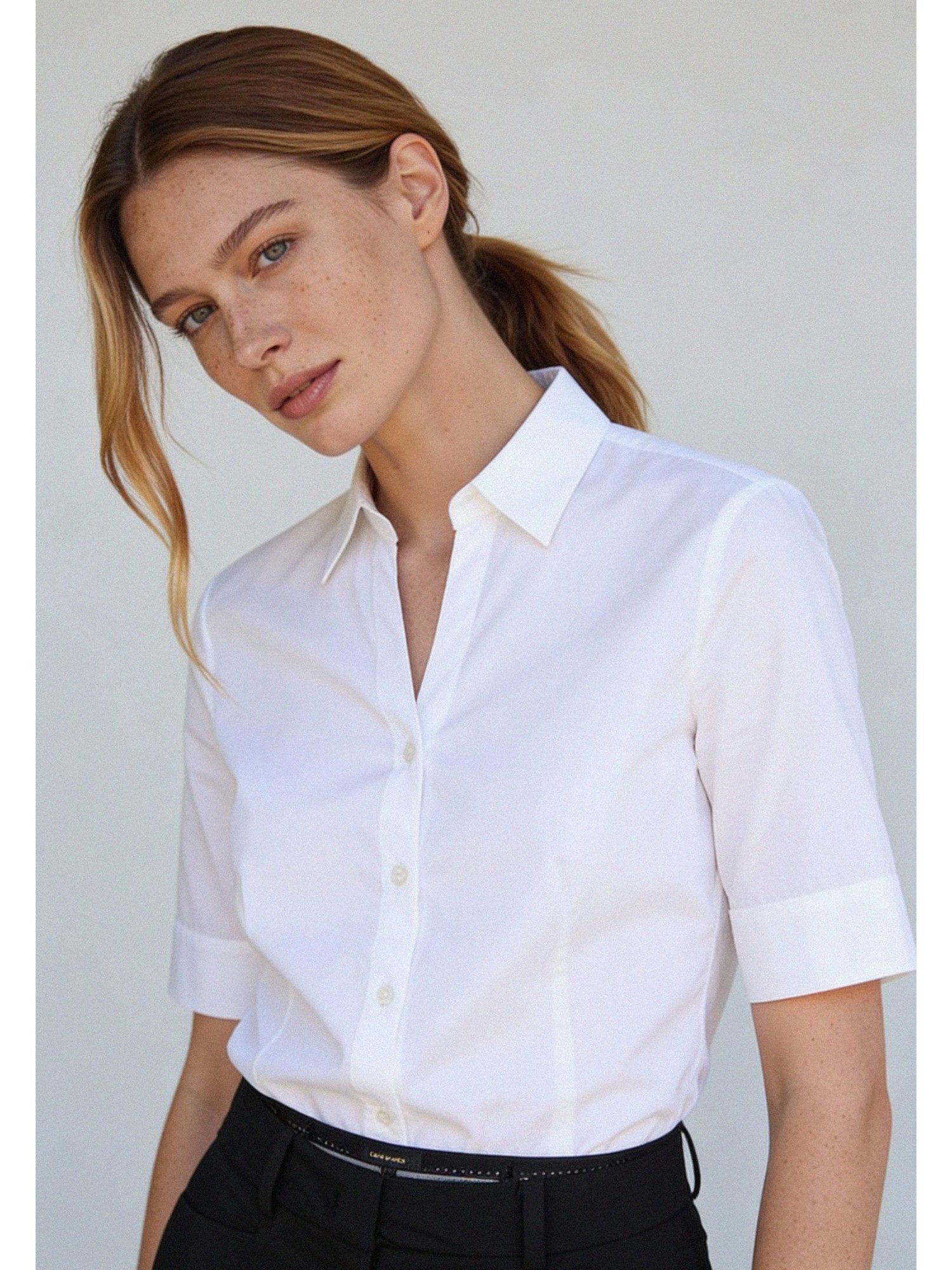 MORE&MORE Kurzarmbluse Baumwollstretchbluse günstig online kaufen