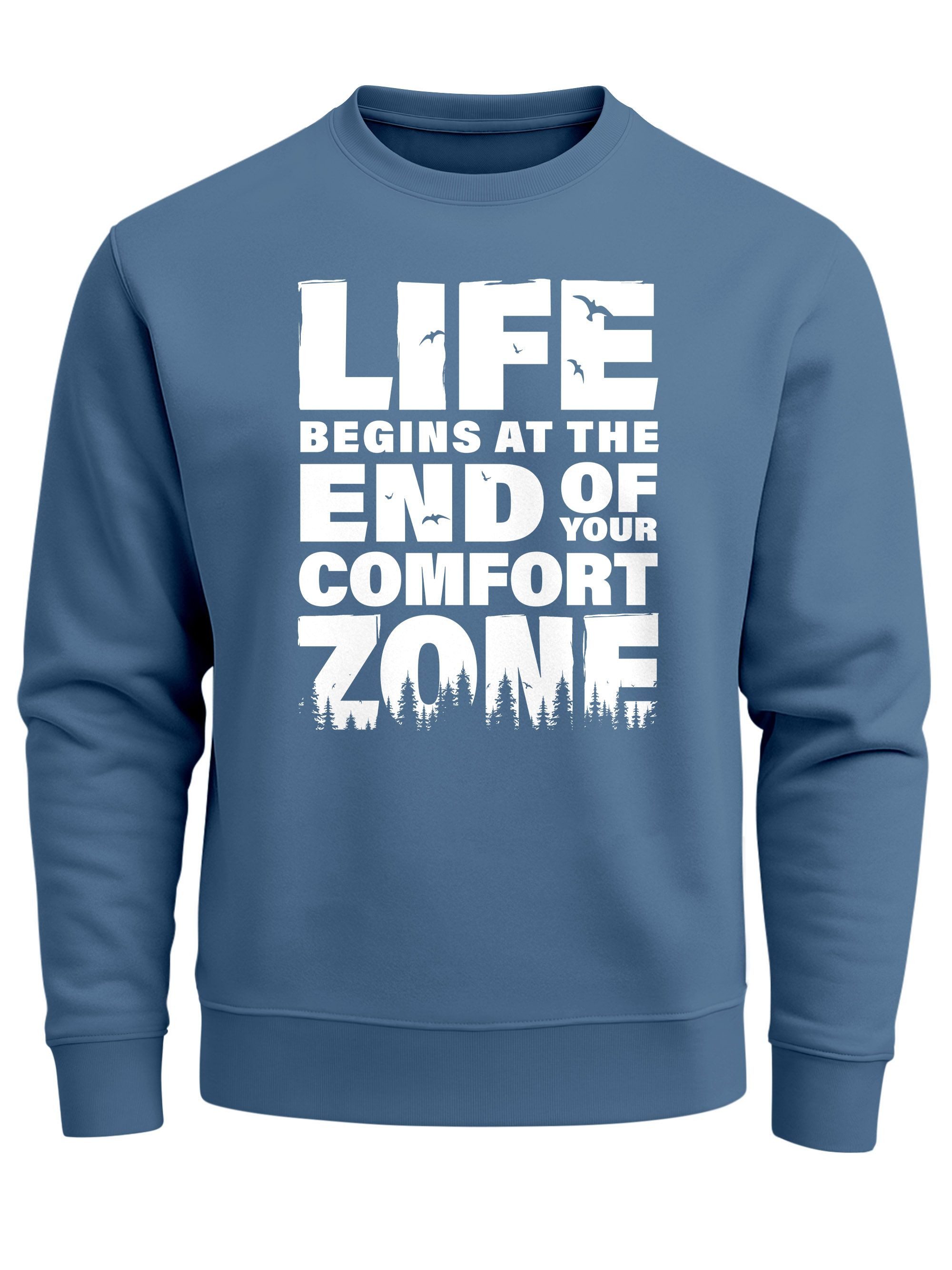 Neverless Sweatshirt Sweatshirt Herren ohne Kapuze Spruch End of your comfo günstig online kaufen
