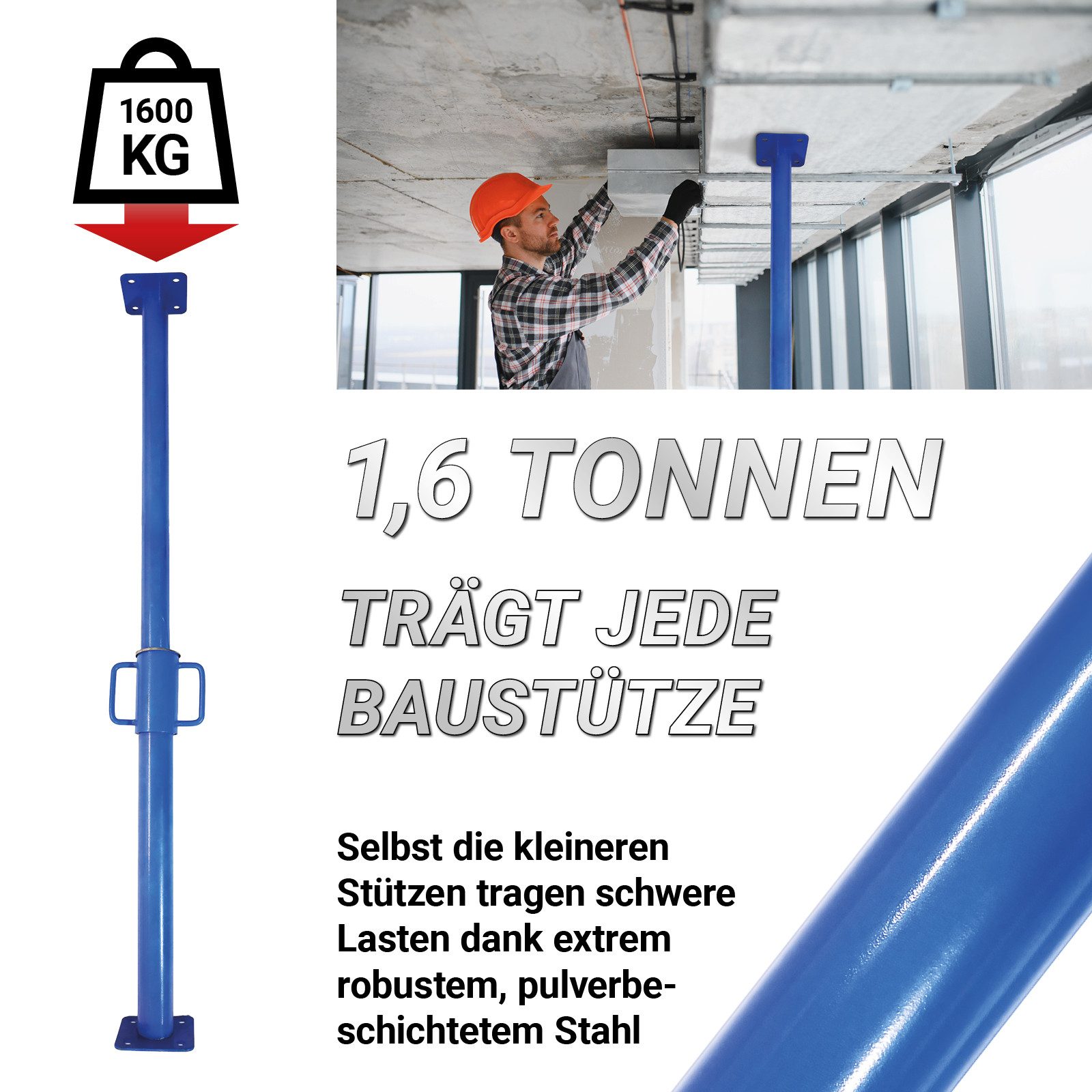 Bituxx Stützelement Baustütze 80 - 130 cm Blau, MS-19698 – Bild 5 von 5