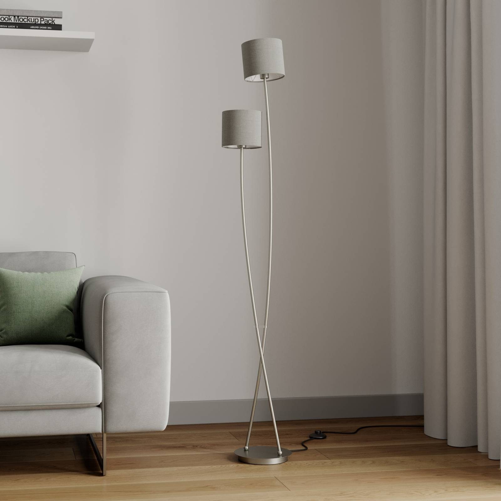 Lucande Stehlampe Juljana, Creme IP20, 2 x 40 W