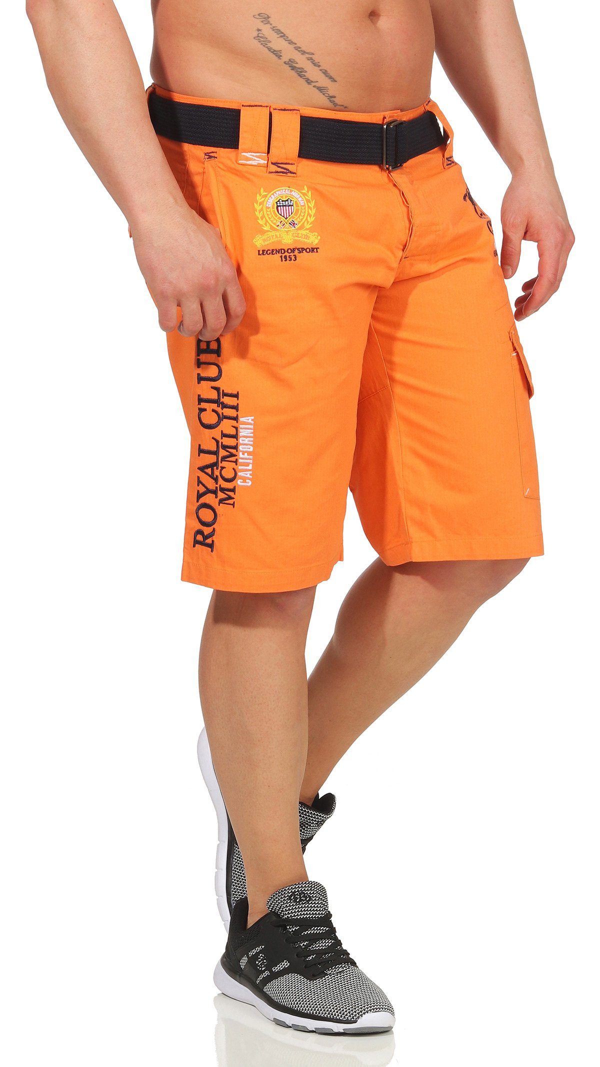 Geographical Norway Cargobermudas Coral PAPILLON Shorts Shorts, Gürtel) Norway abnehmbarem Hose, Herren (mit kurze unifarben Geographical