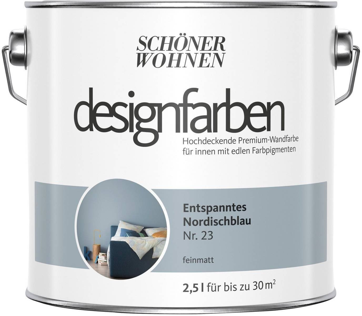 SCHÖNER WOHNEN FARBE Wand- und Deckenfarbe Entspanntes Nordischblau Nr. 23,  Tropf- und spritzgehemmt, Konservierungsmittelfrei