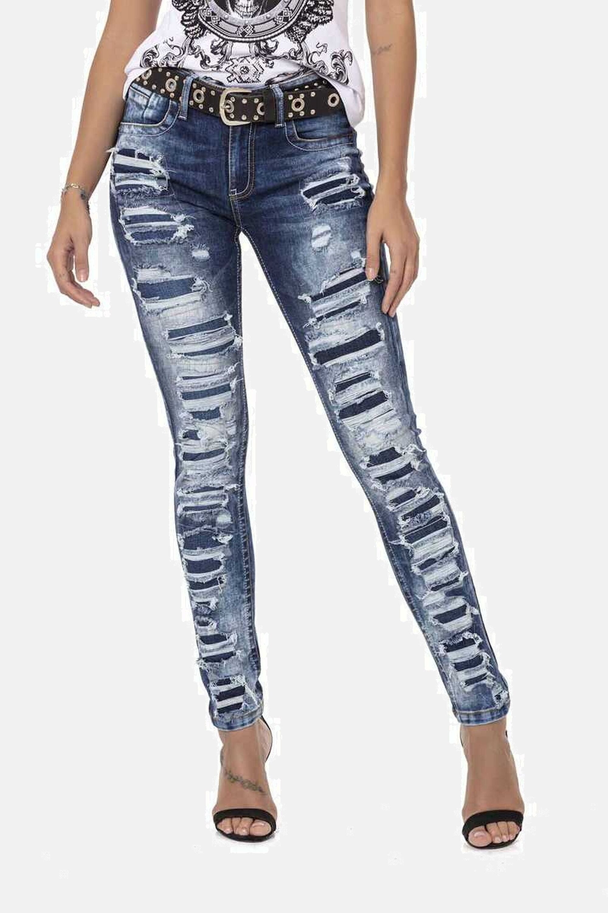 Cipo & Baxx 5-Pocket-Jeans Jeans mit coolen Destroyed-Elementen, WD479