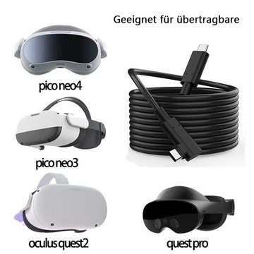 GelldG Link Kabel Kompatibel mit Oculus Quest2/Pro PICO 4 Zubehör USB-Kabel, (500 cm)