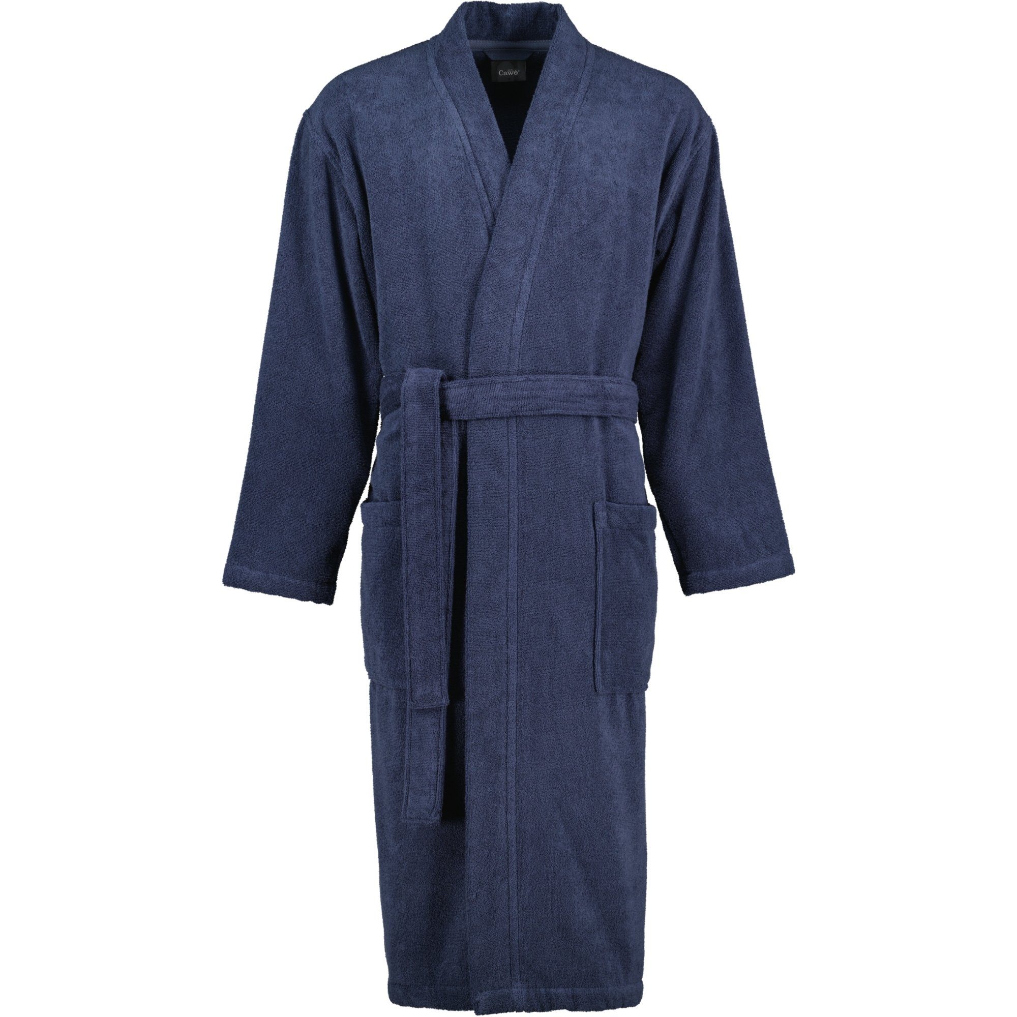 Kimono, Cawö Baumwolle Uni 100% 828 blau Home Herrenbademantel Frottier, Kimono