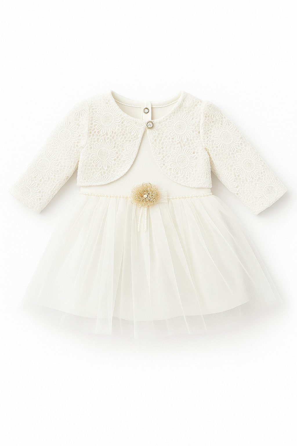 Lorey Medtec Taufkleid Prinzessin Kleid +Jacke, Festkleid, 100% Baumwolle, Weiß (Kleid + Jacke) Spitze, Tüll