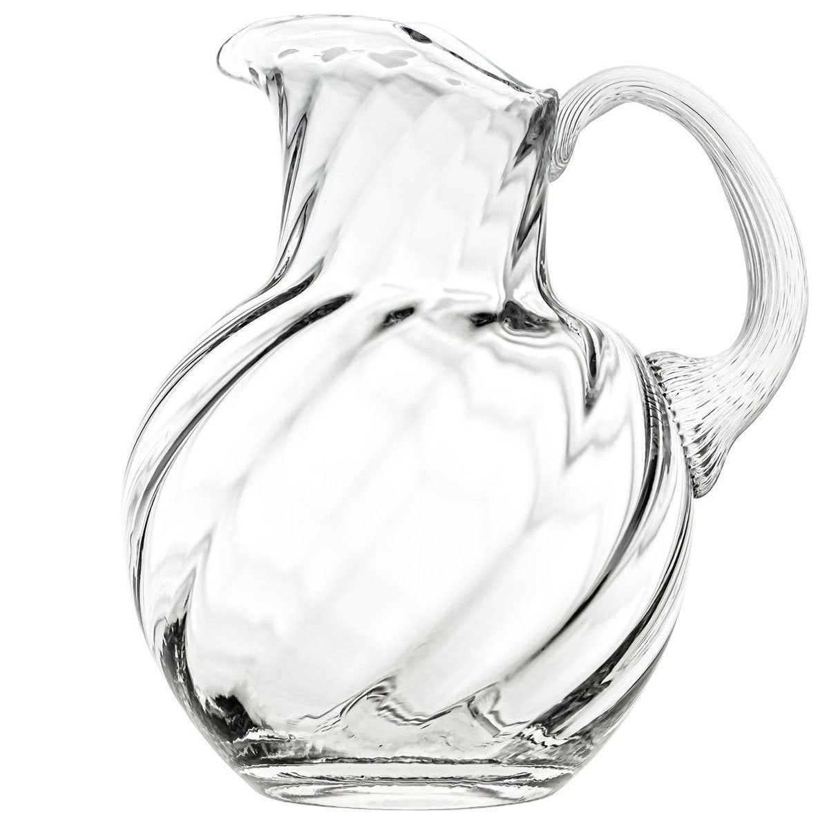 KLIMCHI Wasserkrug Marika für 2 Liter; Krug / Karaffe aus mundgeblasenem Kristallglas mit Henkel und Eislippe Klar