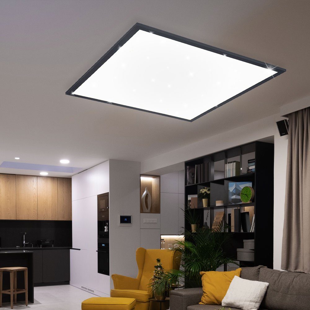 Deckenlampe Warmweiß, verbaut, etc-shop Wohnzimmerleuchte LED LED-Leuchtmittel Decor LED Alu Sparkle 45 Deckenleuchte, fest L cm graphit