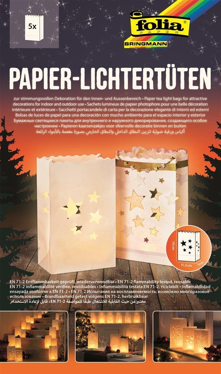 5 cm Papierlaterne x Stk. 7 Sterne Folia 19 Papier-Lichtertüten Folia 11,5 x