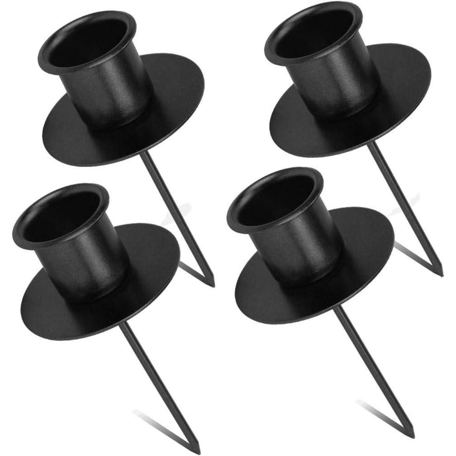 LuxusKollektion Adventsleuchter Kerzenhalter Adventskranz Stabkerzenhalter Metall 4X Schwarz 4pcs