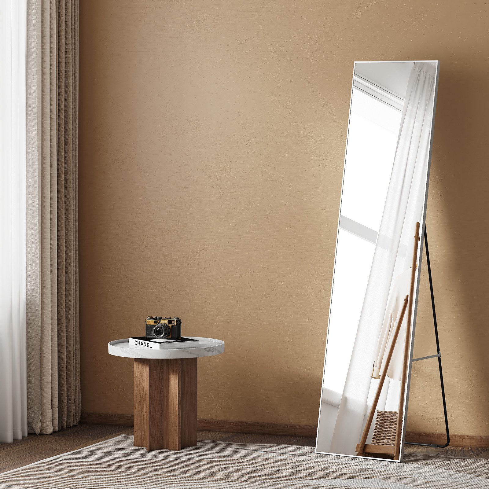 EMKE Standspiegel mit Haken Ganzkörperspiegel mit Rahmen 160x40cm, HD Groß, günstig online kaufen