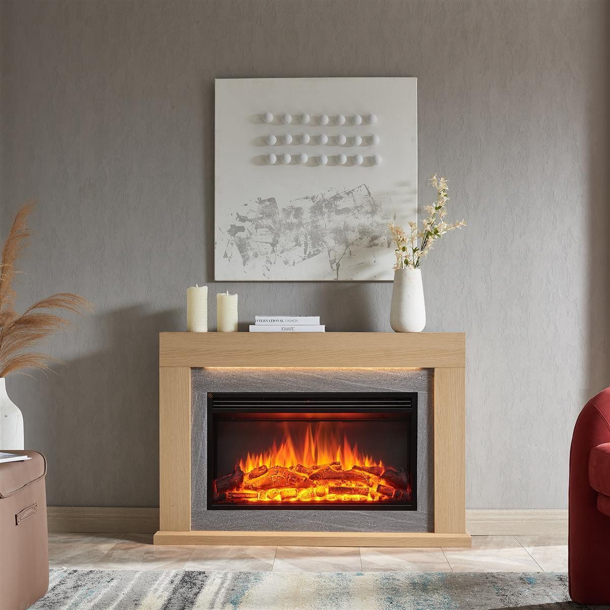 Balderia Elektrokamin Apollon, Standkamin, 3D Flammeneffekt, Heizleistung 1–2 kW, LED-Beleuchtung