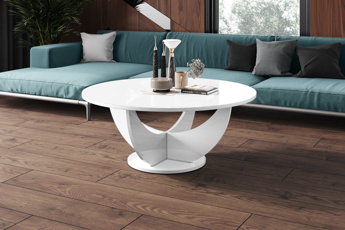 designimpex Couchtisch Design HRC-111 Hochglanz Wohnzimmertisch Rund Tisch 100 cm x 45 cm