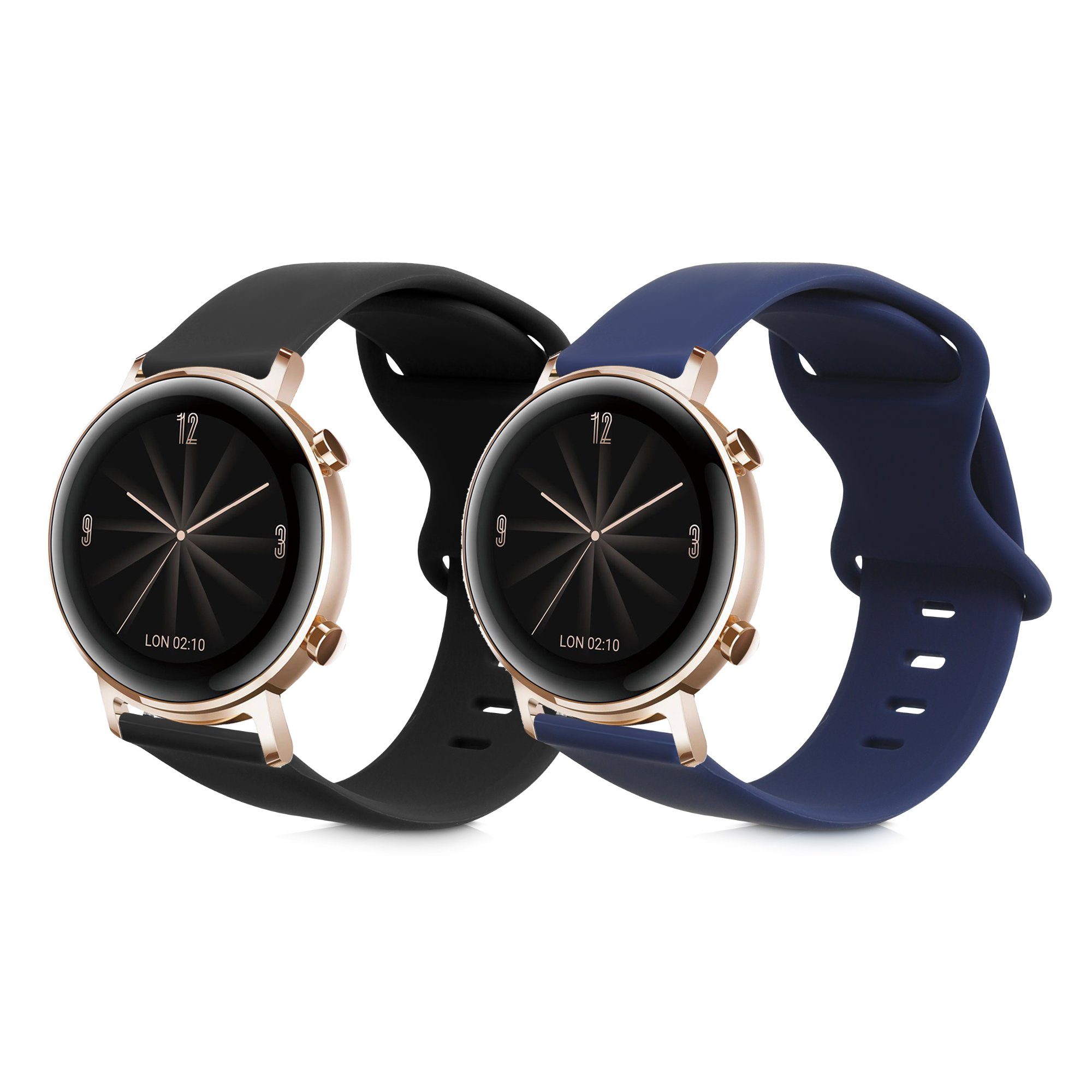 kwmobile Uhrenarmband 2x Sportarmband für Huawei Watch GT3 42mm / GT2 42mm  / GT3 Pro 43mm, TPU Silikon Armband Set für Fitnesstracker - Größe S - 14 -  19,8 cm