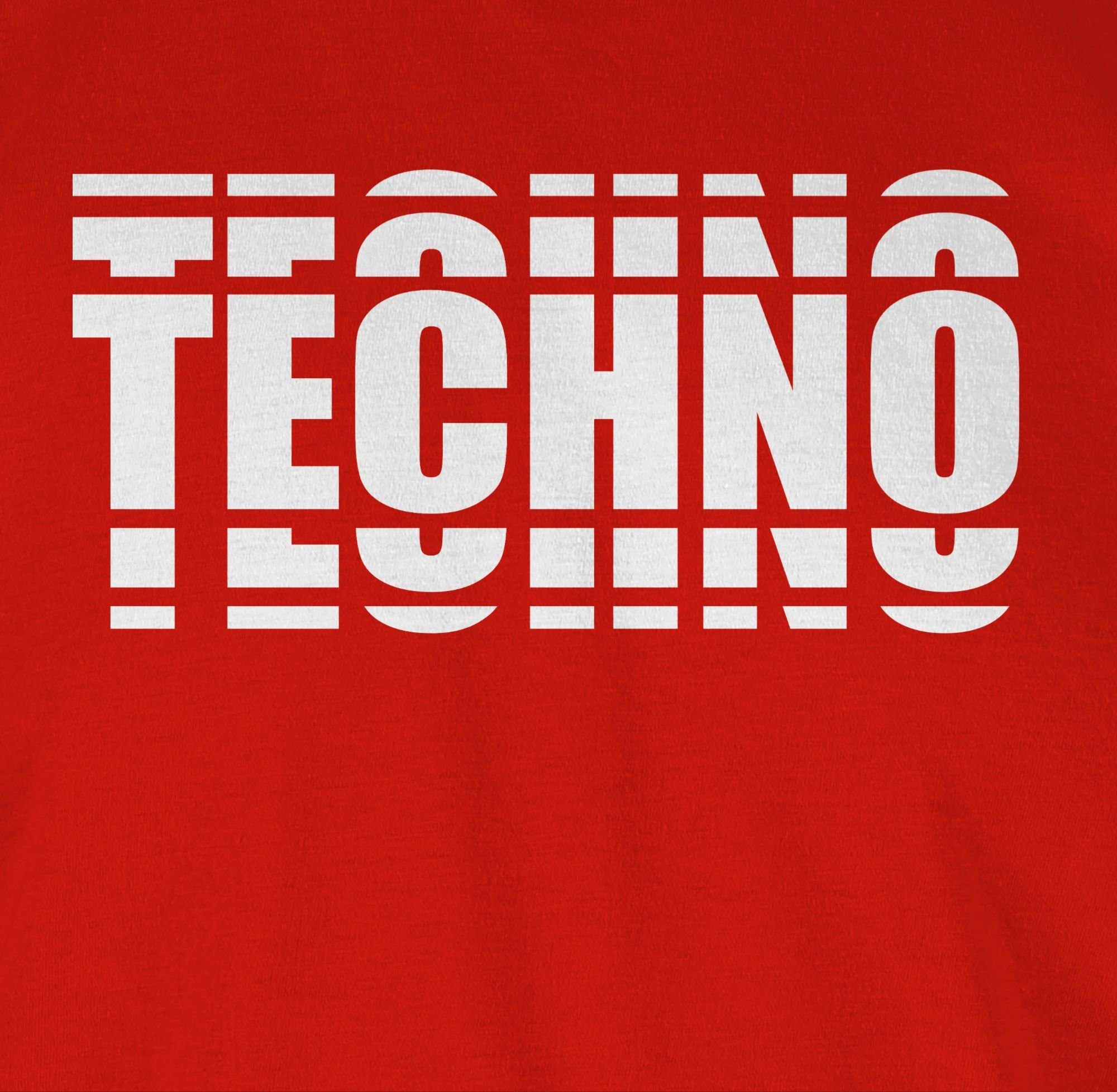 Shirtracer T-Shirt Techno in Grafischem Rot Muster Zubehör Festival 03