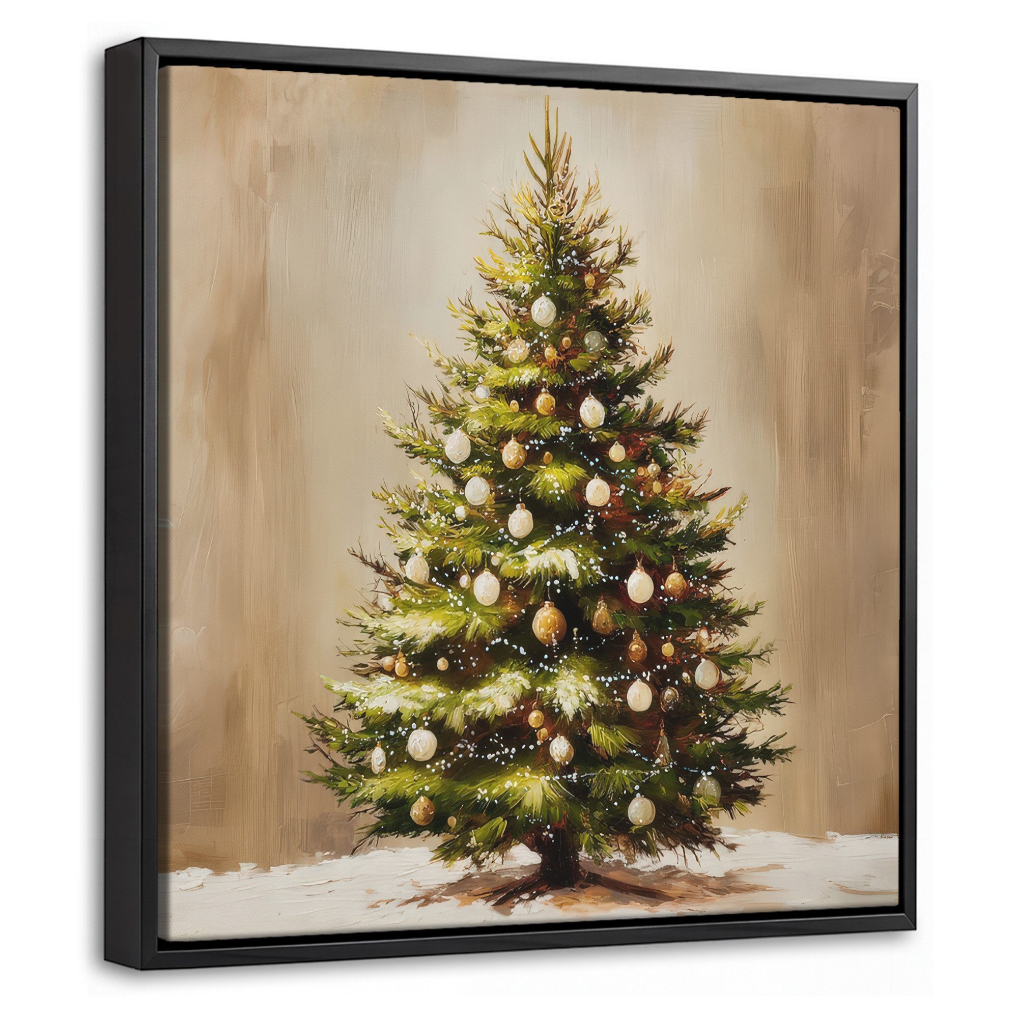 OneMillionCanvasses® Leinwandbild mit Rahmen - Weihnachten - Atmosphäre - Grün, Fotodruck (1 St), Leinwand Bilder Klein, Wand Dekoration Aesthetic 20x20cm