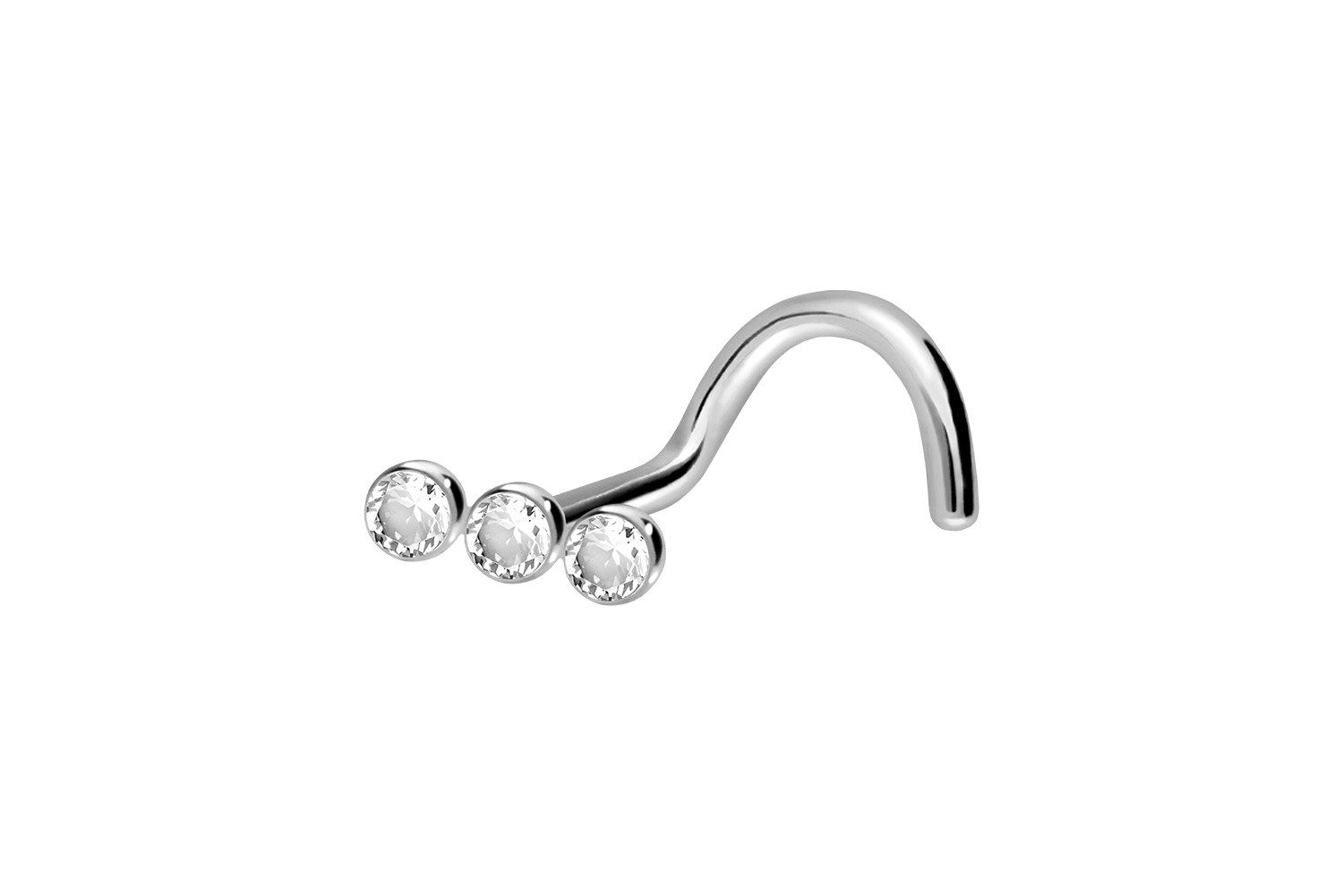 PIERCINGLINE Nasenpiercing Titan Nasenstecker Spirale 3 KRISTALLE (Nasenste günstig online kaufen