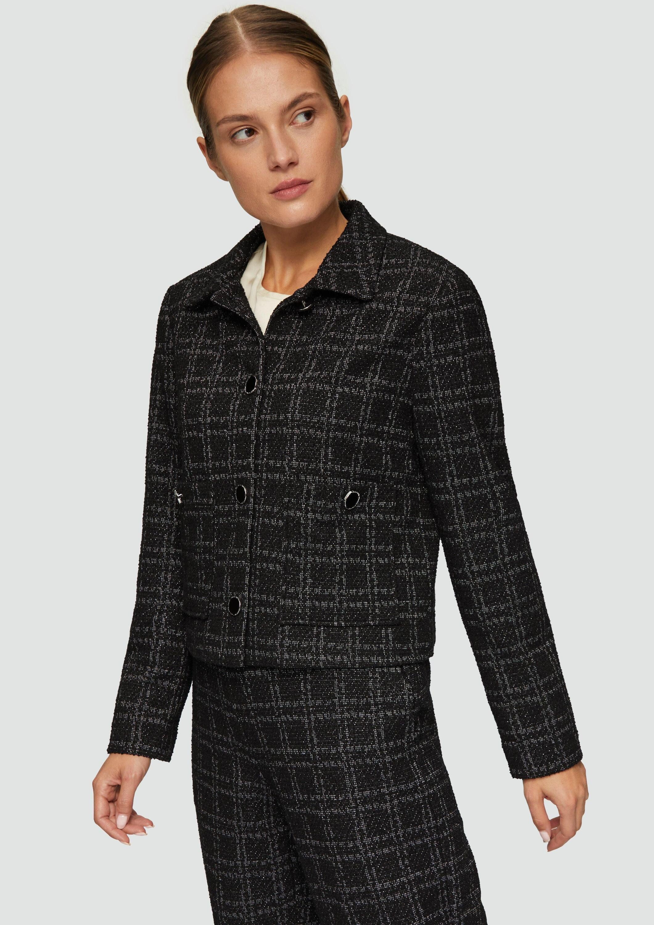 s.Oliver Jackenblazer Indoor-Blazer Bouclé-Jacke mit aufgesetzten Taschen