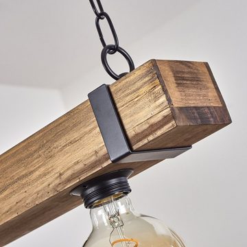 hofstein Pendelleuchte »Bollengo« Hängelampe aus Metall/Holz in Schwarz/Natur, ohne Leuchtmittel, verstellbare Hängeleuchte mit Holzstab u. Ketten-Gliedern, E27