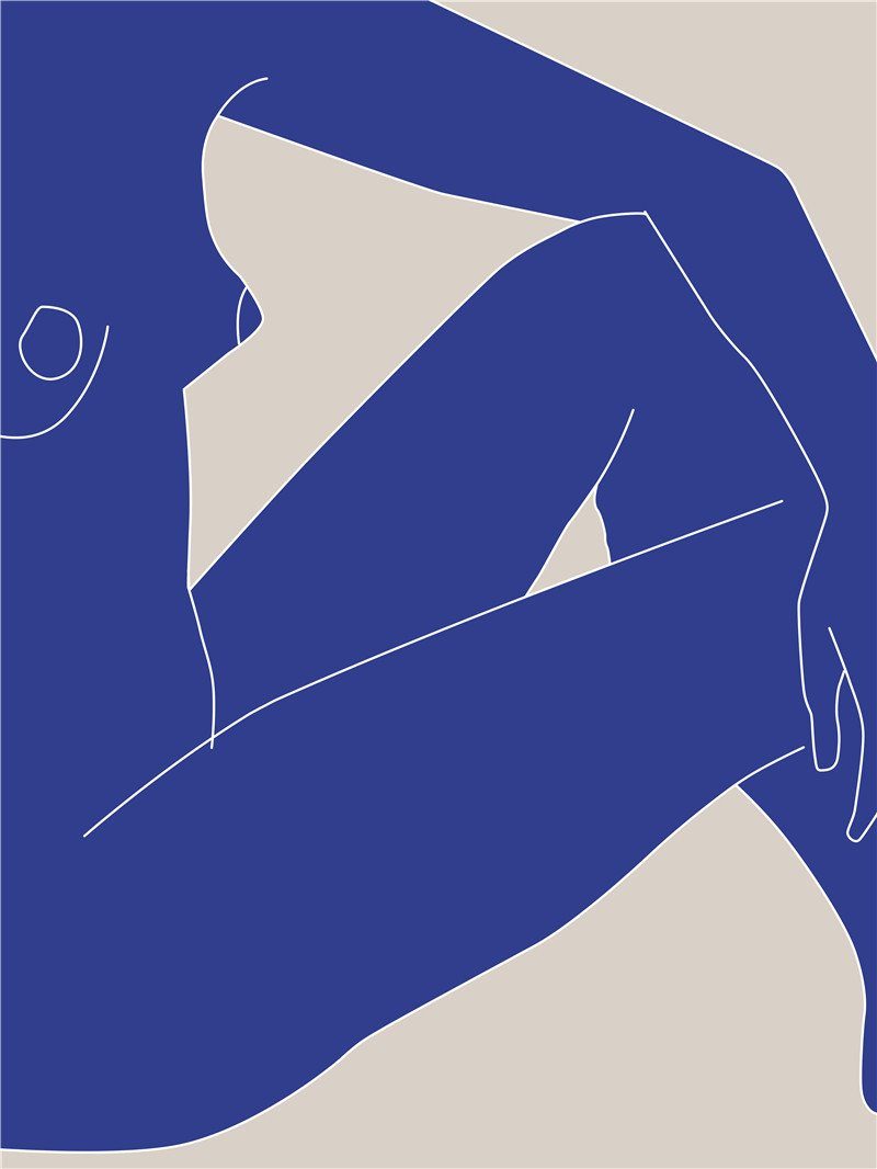 abstrakter St), Kern Sanlian Liniencharakterschönheit, Malereikern einfachen L.Ru UG der Malerei dekorative Luxus Kunstdruck Malerei (3 Blauer dekorative Licht