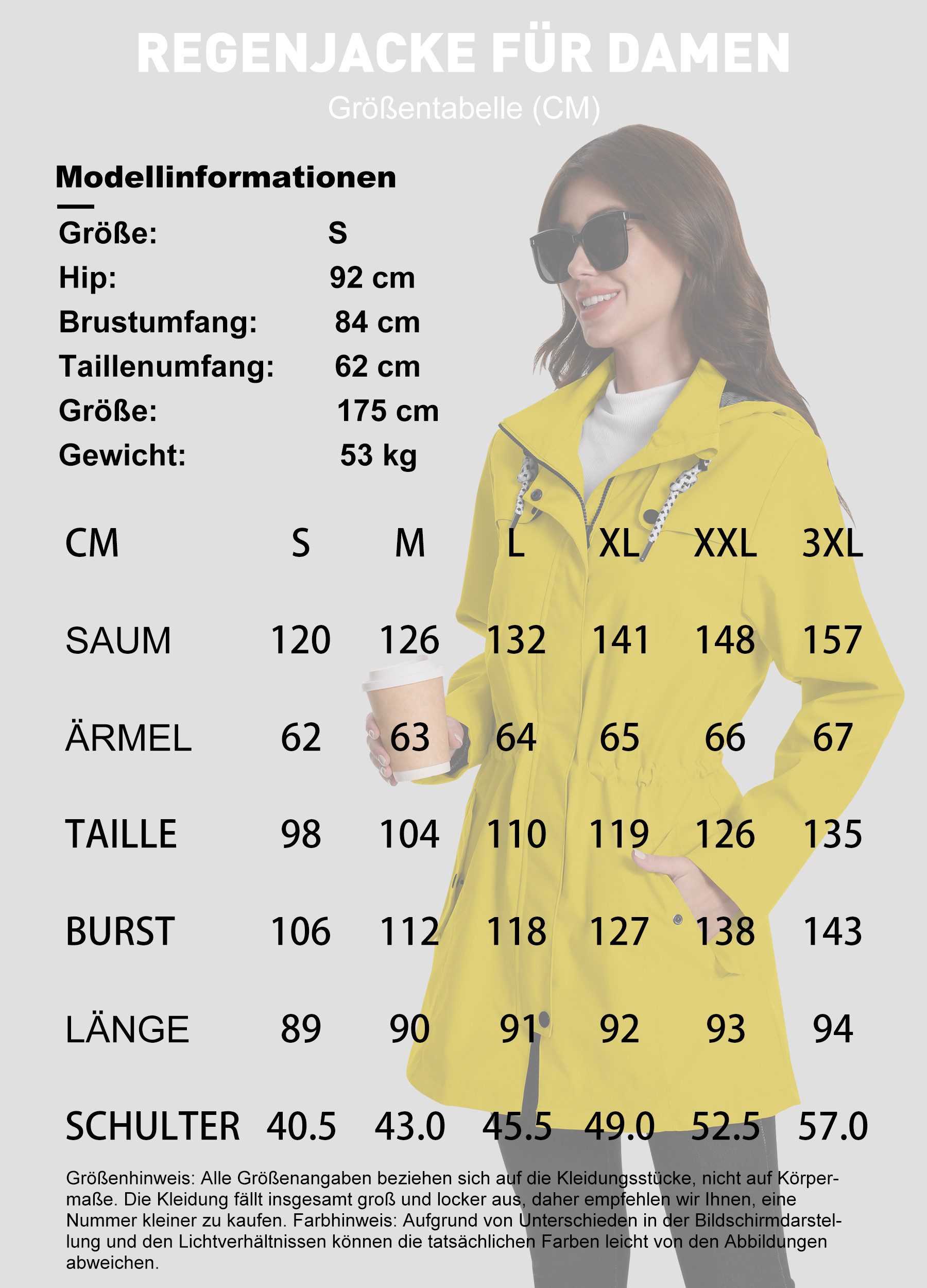 ATLASLAVA Regenjacke Damen Lang – Wasserdicht & Atmungsaktiv mit Kapuze (1- günstig online kaufen
