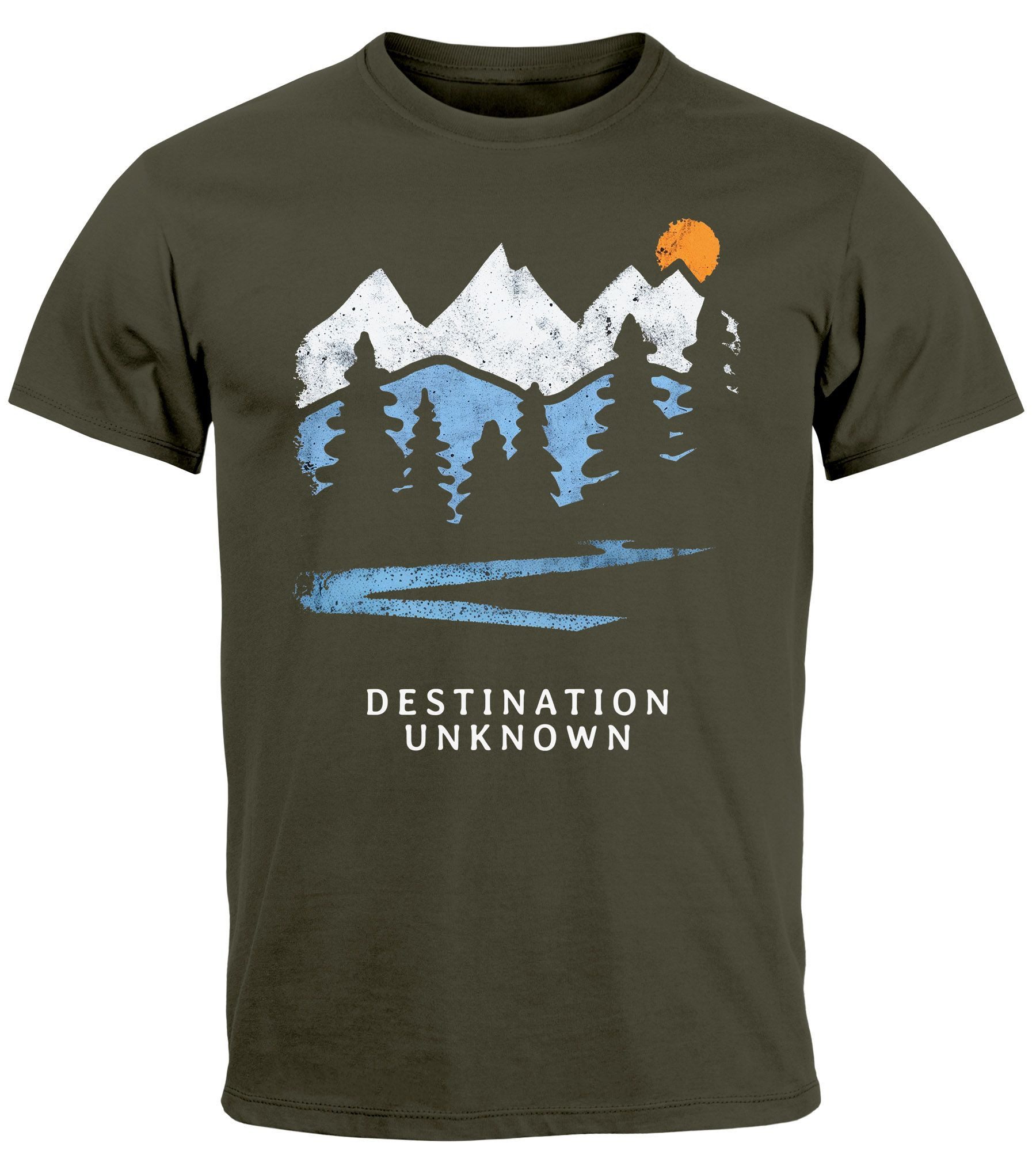 Neverless Print-Shirt Herren T-Shirt Prinstshirt Berge Wandern Adventure Outdoor Minimalisti mit Print