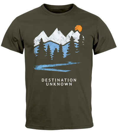 Neverless Print-Shirt Herren T-Shirt Prinstshirt Berge Wandern Adventure Outdoor Minimalisti mit Print