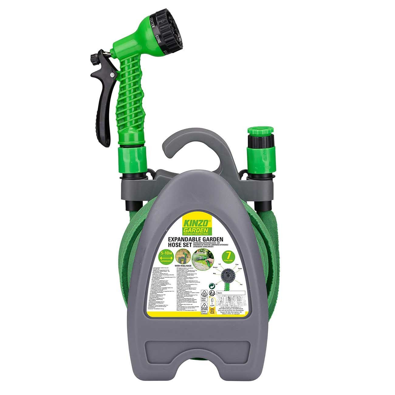Kinzo Gartenschlauch Wasserschlauch, Multifunktionsdüse mit 7 Funktionen, dehnbarer Gartenschlauch