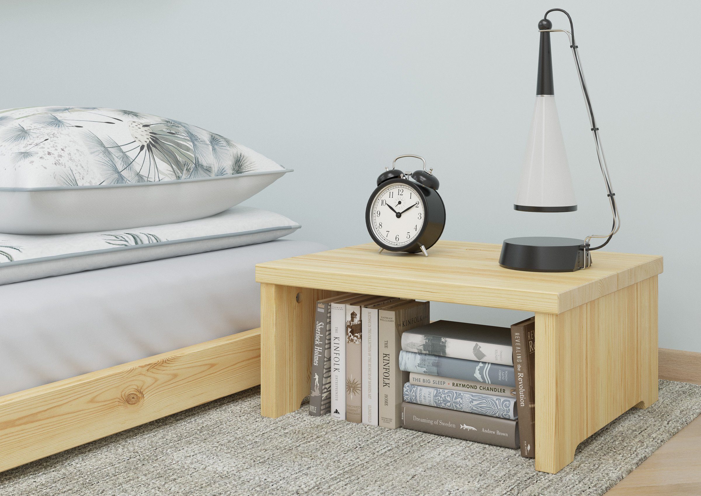 ERST-HOLZ Nachtkommode Stabile Bettkommode ohne Schublade Kiefer Massiv Natur, 90.20-K15 - Nachttisch Kiefer farblos lackiert-ohne Schublade