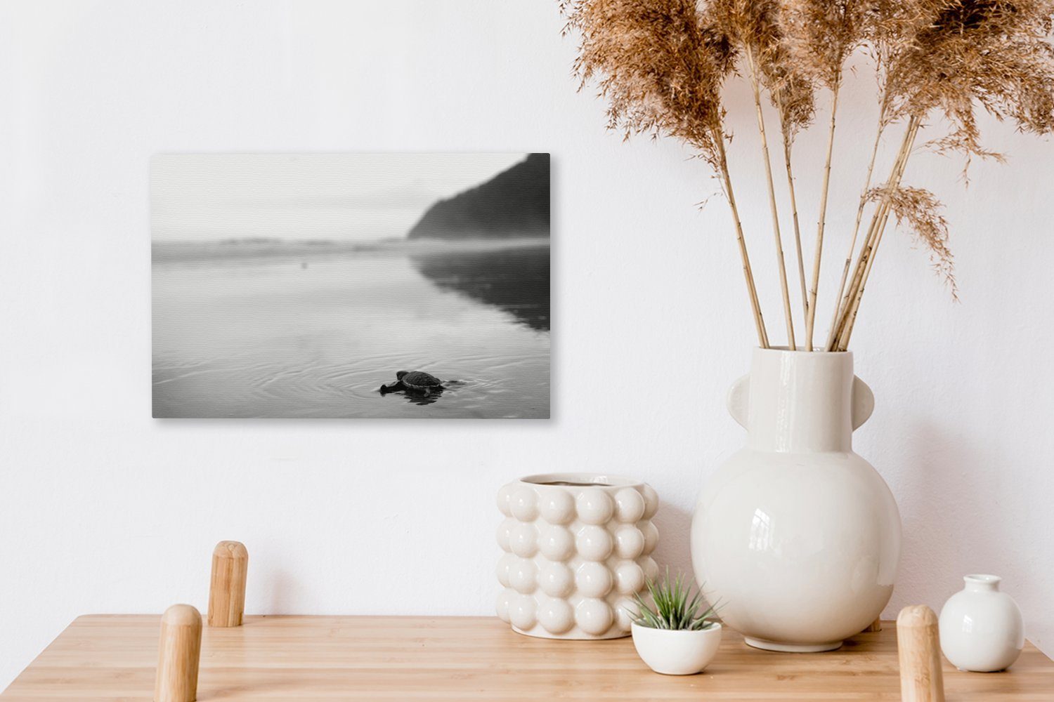 Wandbild mit die Meru, auf Wanddeko, Meer OneMillionCanvasses® vom Aufhängefertig, des St), cm Blick Landschaft Schwarz-Weiß-Foto Leinwandbilder, Leinwandbild (1 30x20