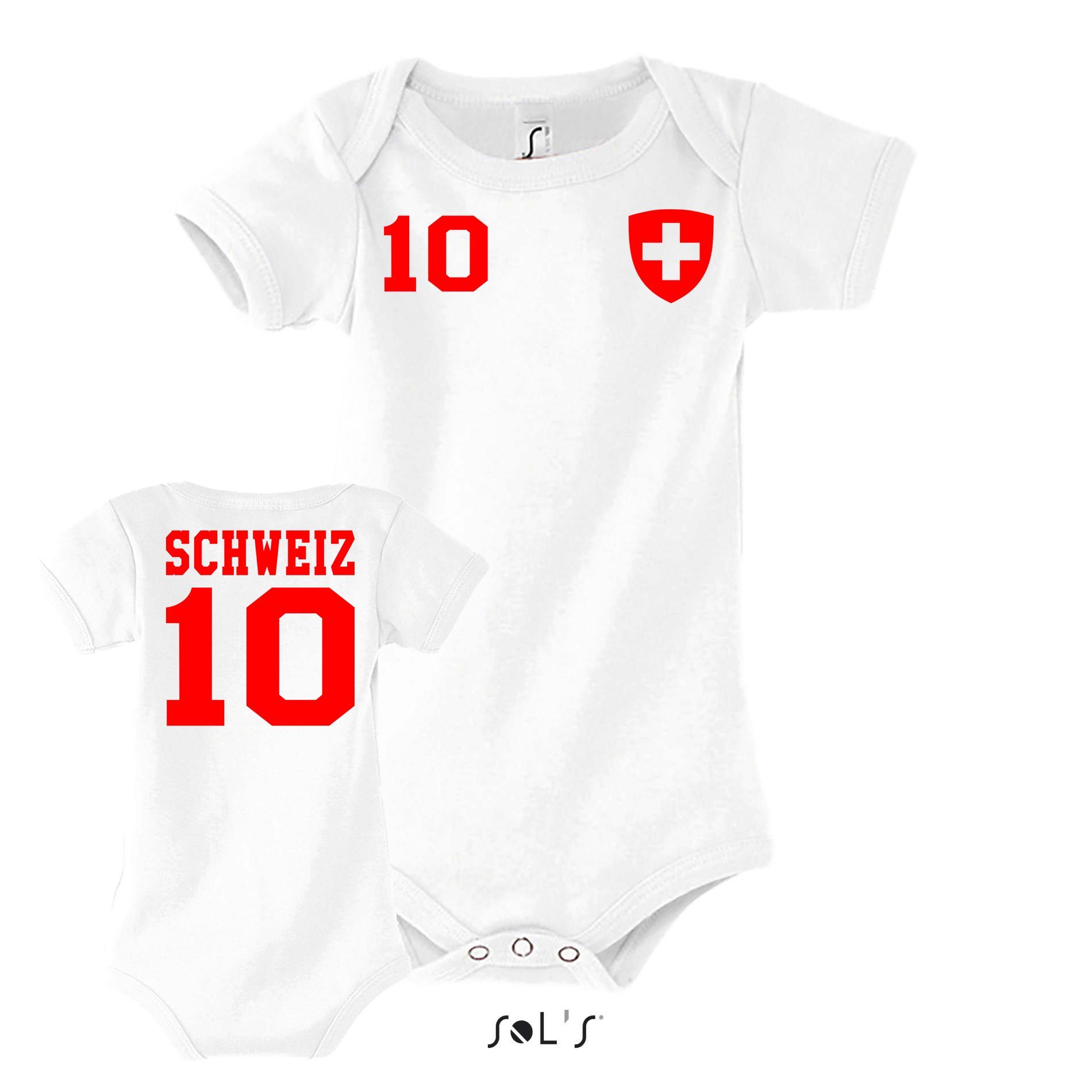 Schweiz Baby Brownie Fußball Kinder Strampler Trikot WM & Sport Meister Europa EM Blondie Swiss