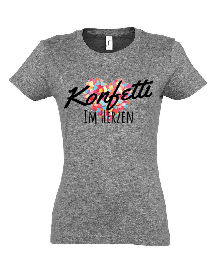 Youth Designz Print-Shirt "Konfetti im Herz" Print Damen T-Shirt Statement Geschenk Frauen mit witzigen stylischen Aufdruck für Frauen