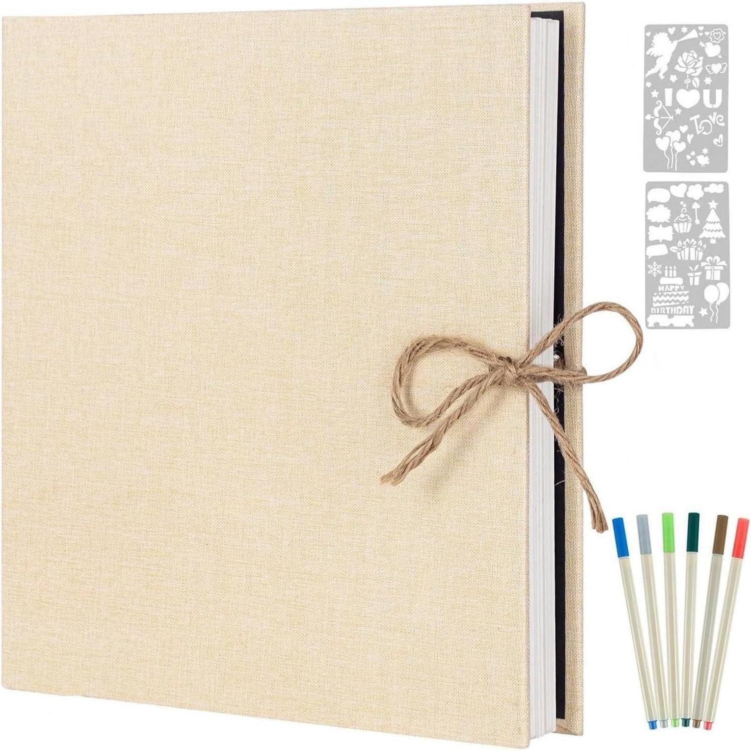 LuxusKollektion Fotoalbum Selbstklebendes Fotoalbum Groß Leinen Scrapbook 60 Weißen Seiten