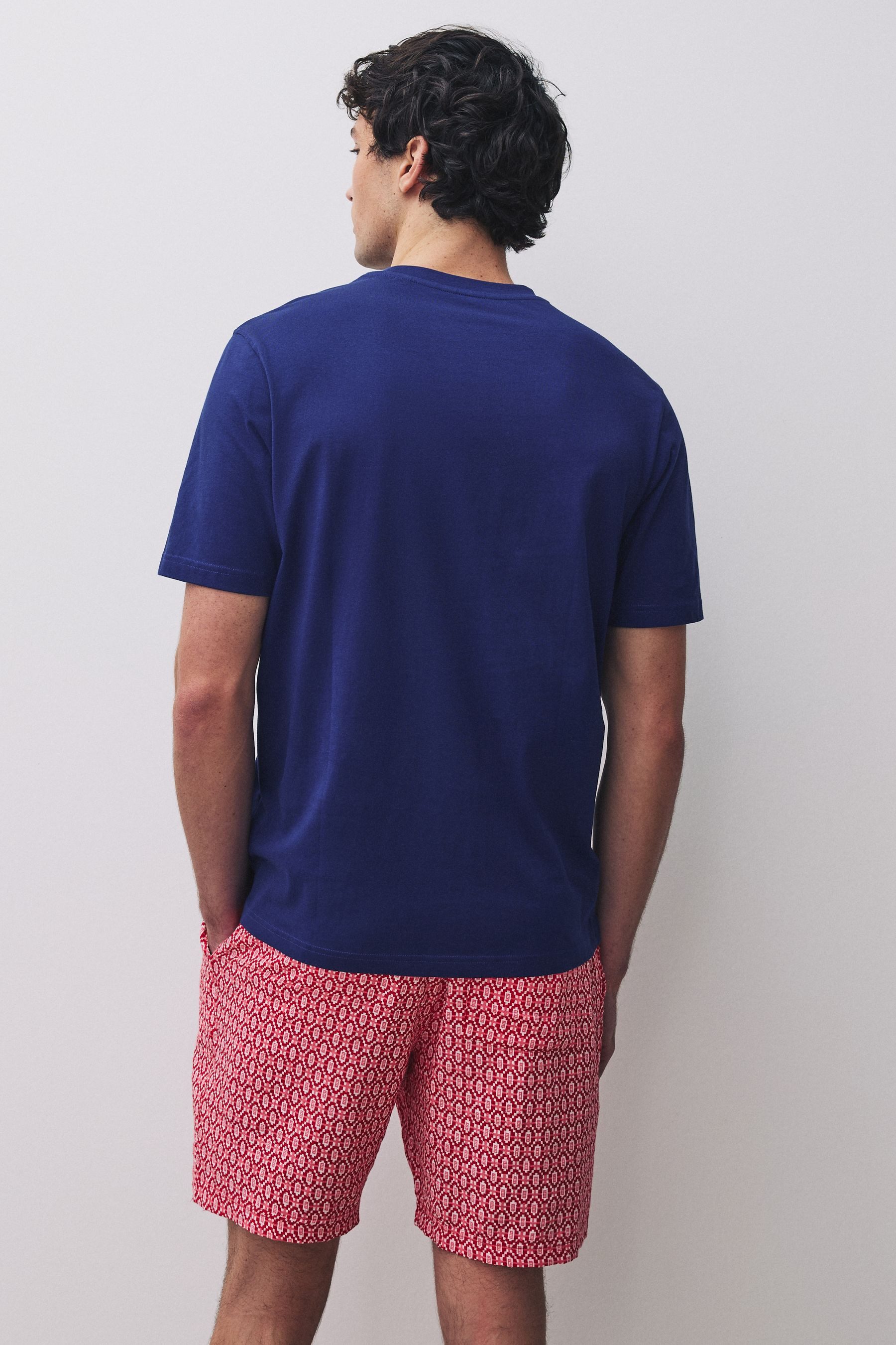Next Pyjama Gemusterter Kurzarm-Schlafanzug aus Webmaterial (2 tlg)