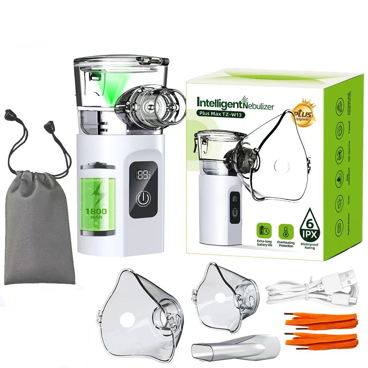 Luckice Inhalator Inhalationsgerät mit 1800mAh Akku, Inhalator für Erwachsene und Kinder, 3 Modi,Einfach zu bedienen & reinigen, Effiziente Zerstäubung für Heim & Reise