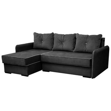 VitaliSpa® Ecksofa Schlafsofa Eckcouch KANSAS rechts Dunkelgrau, mit Schlaffunktion