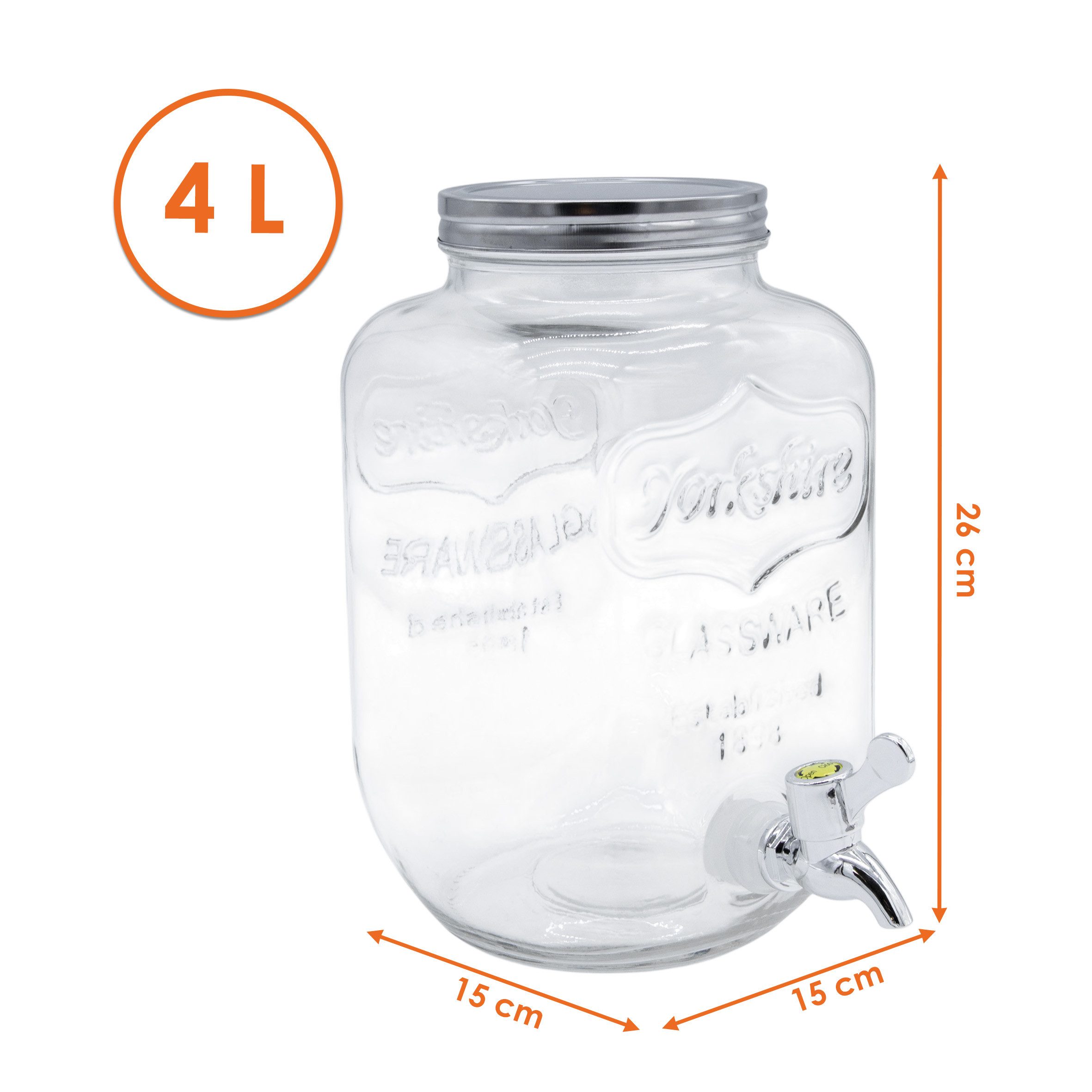 Spetebo Getränkespender Getränke Spender mit Zapfhahn, Glas Wasserspender mit Bügel Verschluss