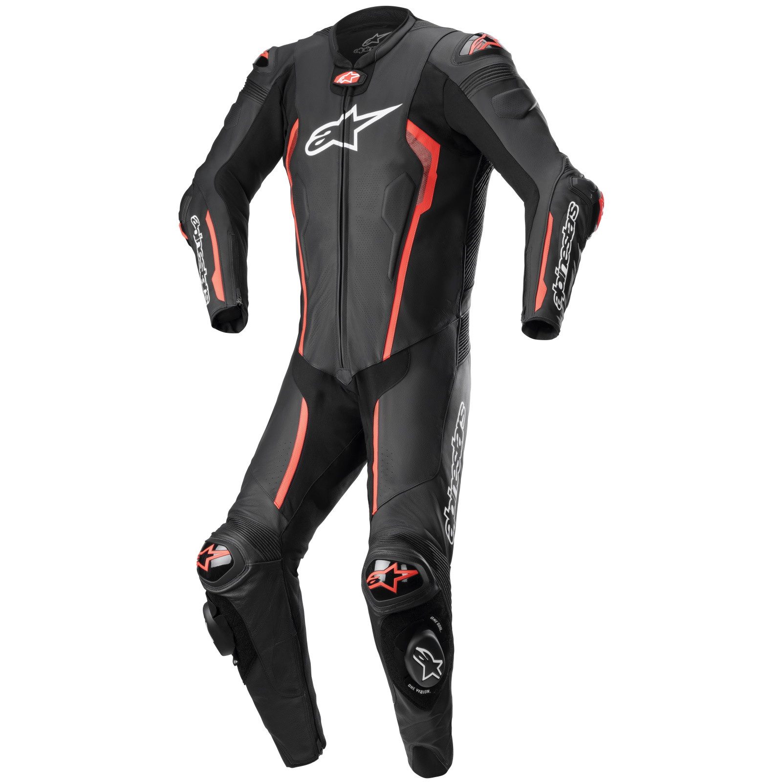 Motorradkombi Alpinestars Missile V2 1tlg. Lederkombi Tech Air schwarz / rot-fluo