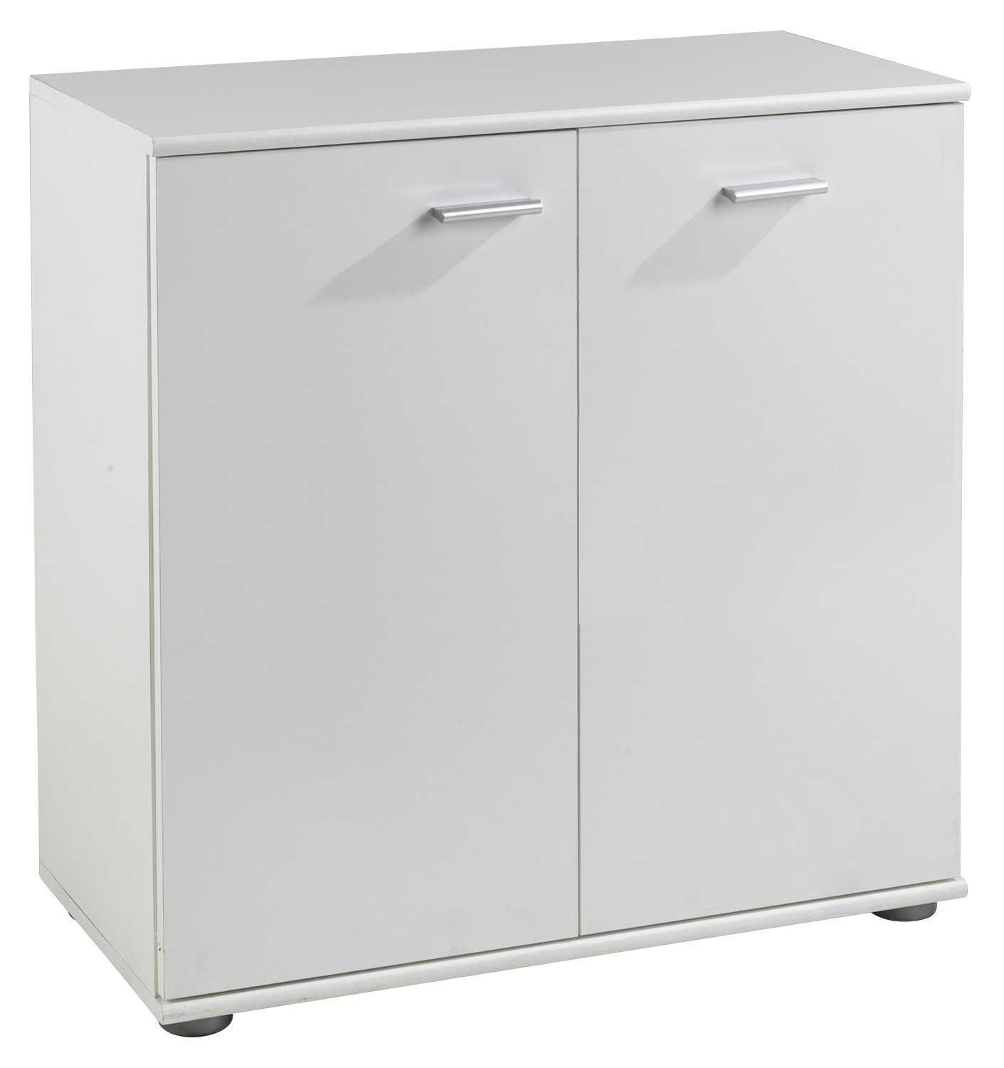 Kommode SOLO, B 71 cm, H 76 cm, 2 Türen, Weiß, 1 Einlegeboden 3-fach in der Höhe verstellbar