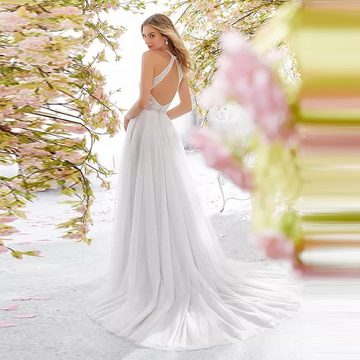 RUZU UG Abendkleid Partykleid Kleid Ärmelloses Neckholder-Hochzeitskleid langes Kleid