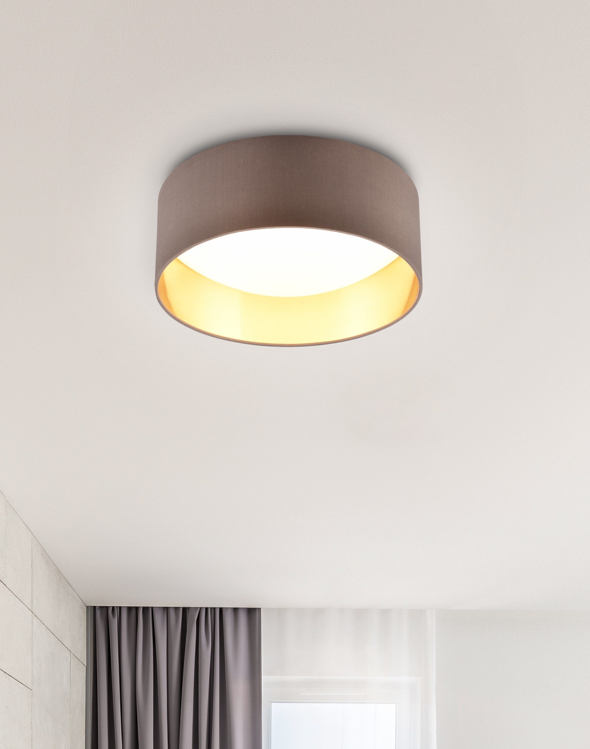 Reality Leuchten LED Deckenleuchte LOCARNO, runde LED Deckenlampe mit Stoff günstig online kaufen